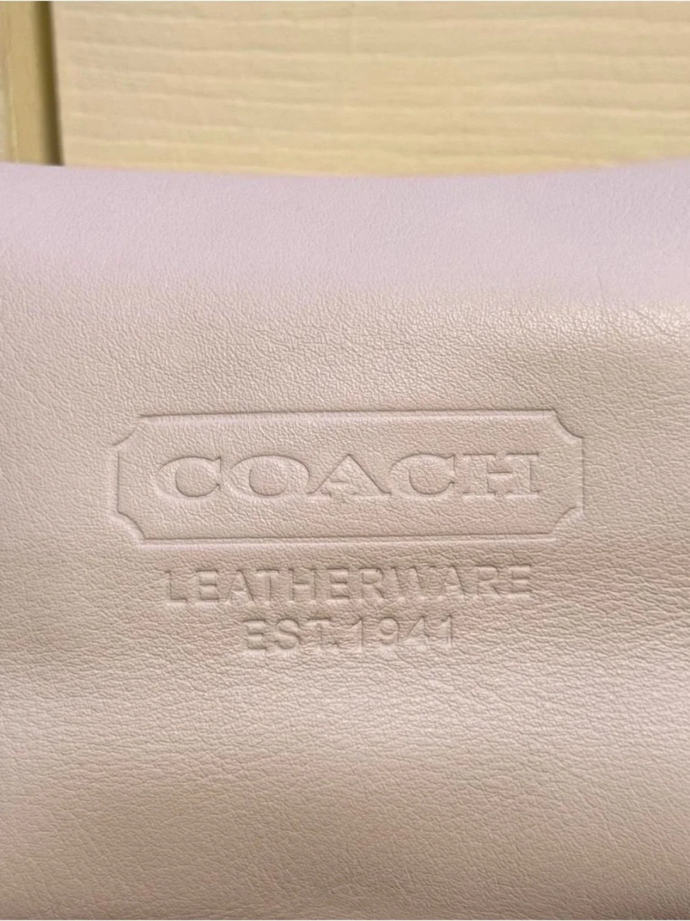 Coach White Leather Shoulder Bag with Dark Brown Handle